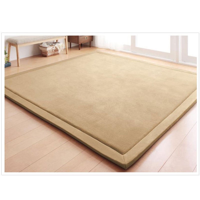 Loartee Coral Velvet Crawling Rug (5.0'x 6'8", Brown) for Toddler Children Play Area Rug Yoga Mat Exercise Pad - Image 1